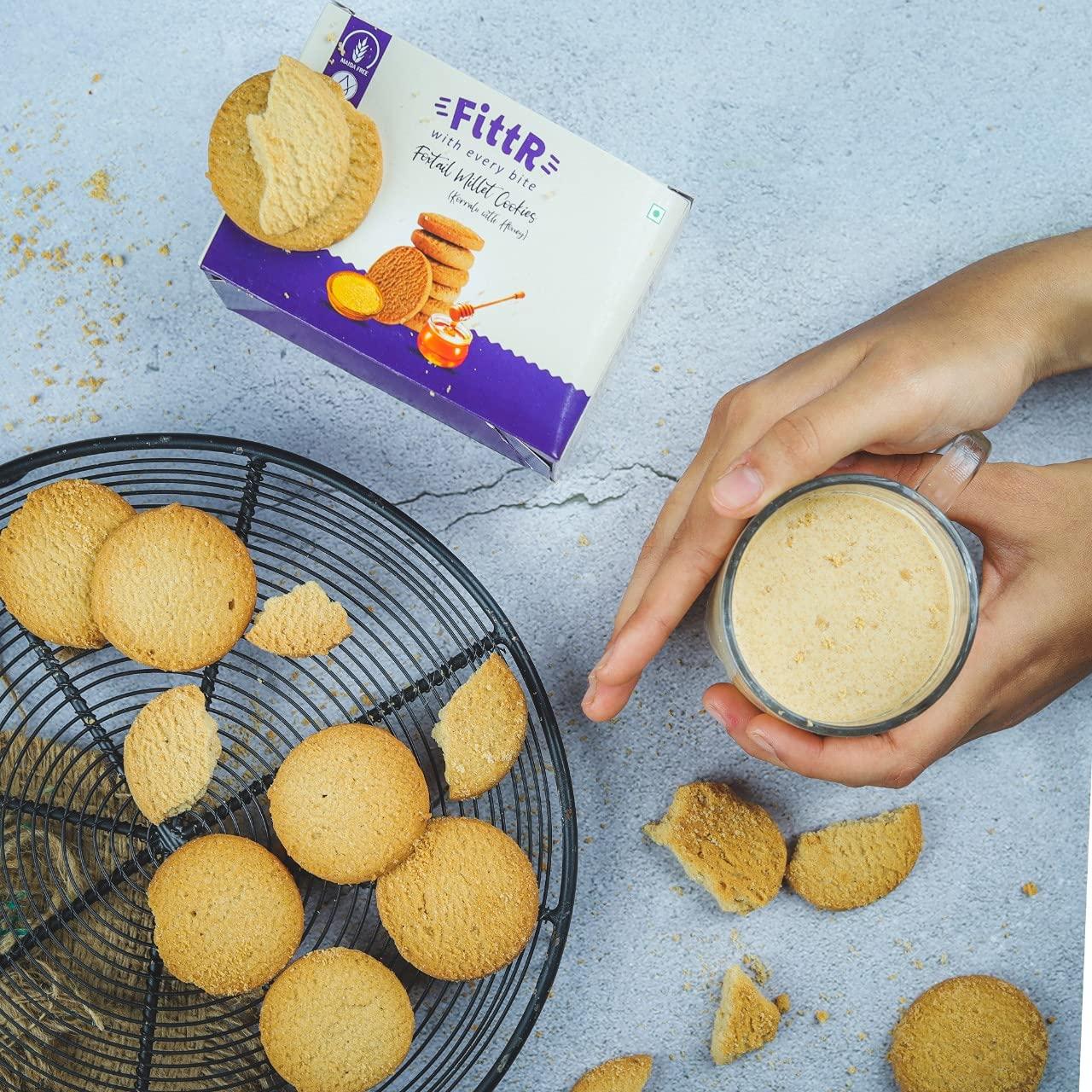 FittR bites FittR Bites Foxtail Millet Cookies | 100% natural and healthy snack | No maida biscuits | Pack of 4, 100 Gms each Pack