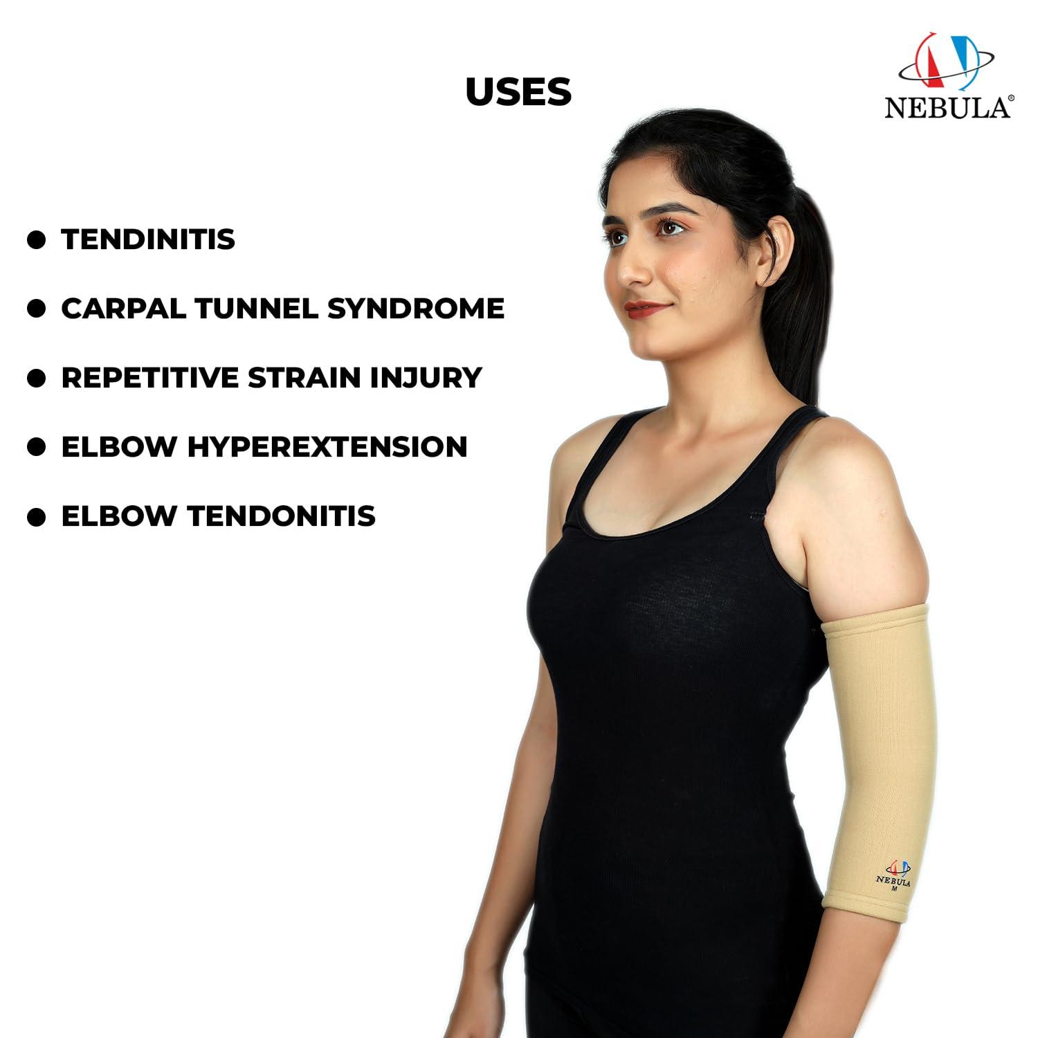 NEBULA NEBULA ebulas Elastic 4-way Bi layered Tennis Elbow Protects the Elbow And Heals. Tennis Elbow Refief. For Both Men And Women. (S, Cream)
