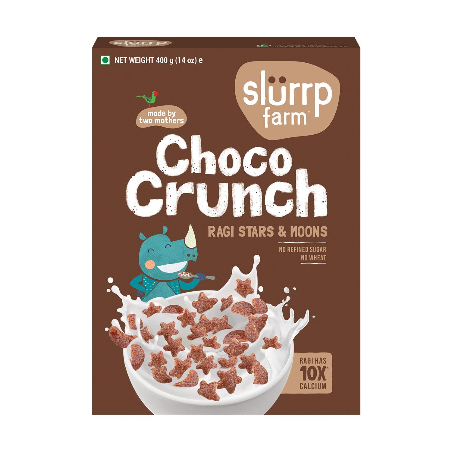 SLURRP FARM Slurrp Farm Choco Crunch Chocolate Cerealfor Kids | 400 g & Slurrp Farm Healthy Snacks for Kids| 12 x 20g packs