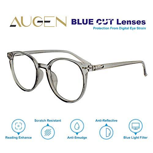 AUGEN AUGEN By Visions India Unisex Spectacles With Blue Cut Lenses & Anti-Glare Coating Which Protects Eyes From Blue Light From Computer, Moble, Tablets, Laptop (Zero Power) (118 Grey)