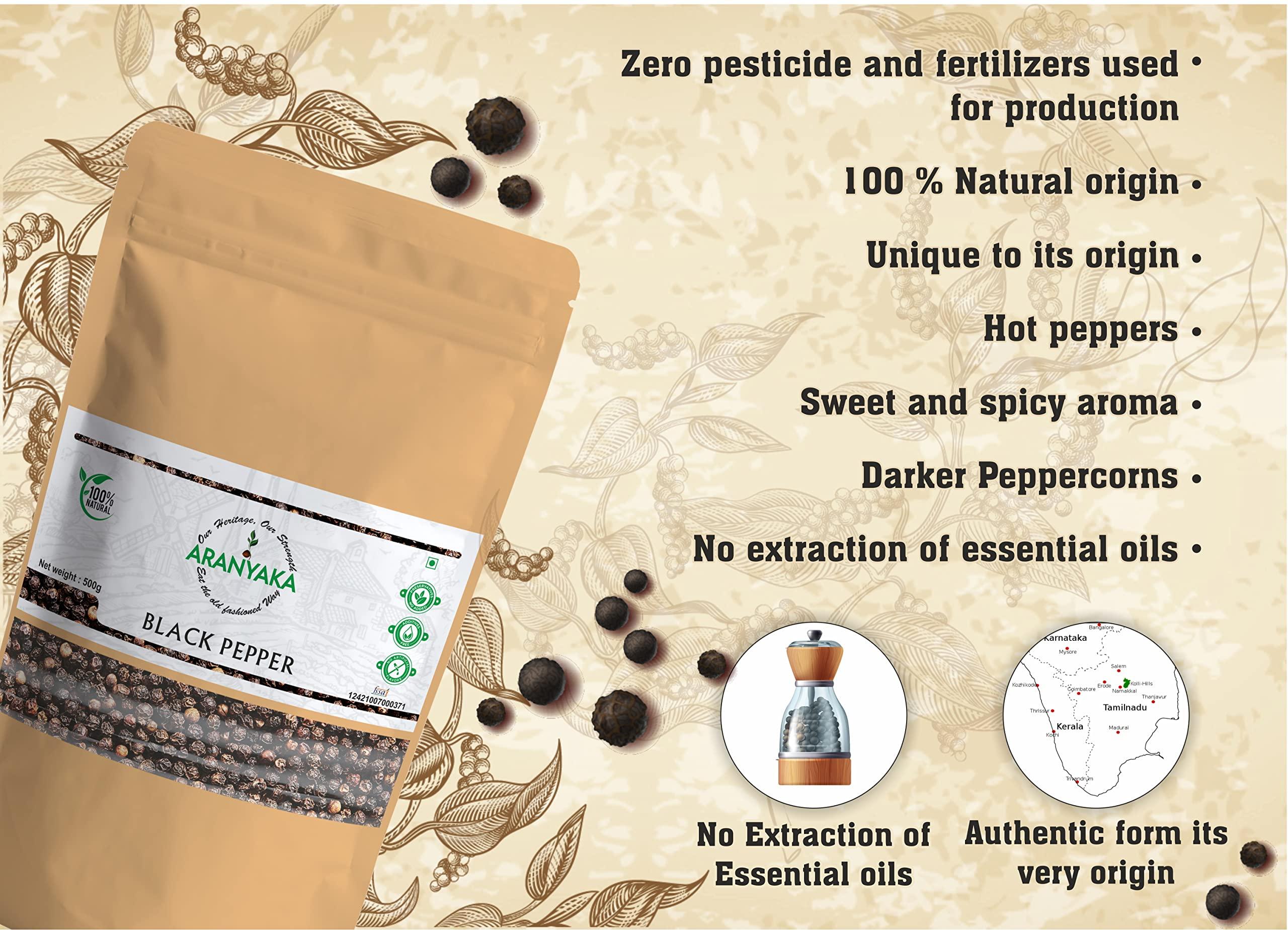 Aranyaka Aranyaka Kolli Hills White Pepper Whole 250g| High Range White Peppercorns| Bold | Directly Sourced from the Tribes of Kollimalai |100% Natural origin | Pesticide Free |Sabut Safed Mirch, 250 gm|