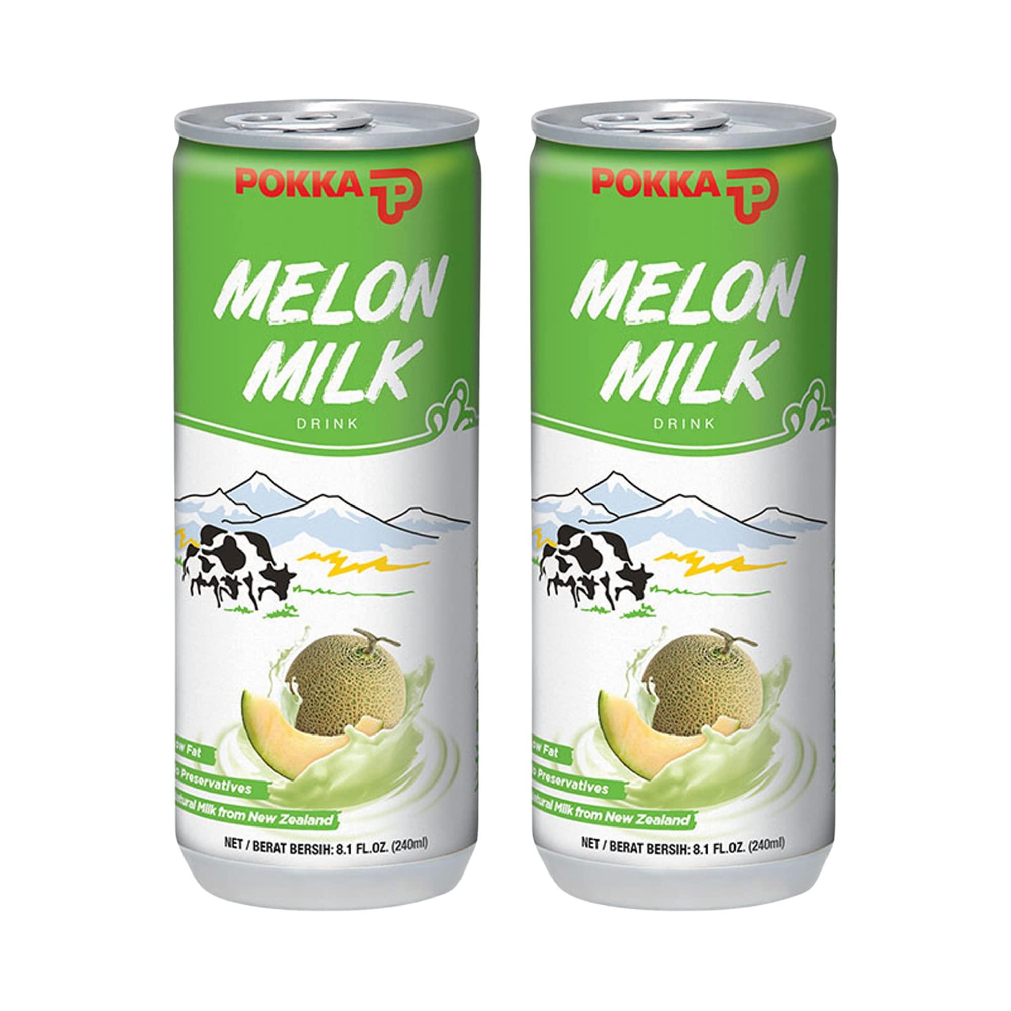 POKKA POKKA Melon Milk Ready-to-Drink | Low Fat, No Preservatives | Natural Milk from New Zealand | Refreshing Treat 240ml (Pack of 2)