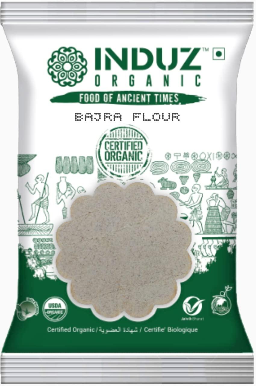 INDUZ ORGANIC Induz Organic Bajra Flour (Pearl Millet) - 500g (Pack of 2) 100% Organic Healthy Gluten Free Bajra Flour