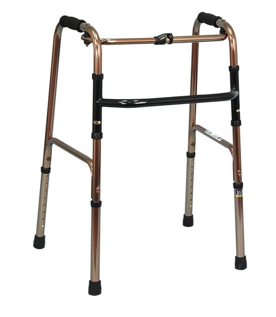 Generic Karma (WK 50) Folding Light Weight, Height Adjustable Aluminium Walker for Men & Women, Senior citizen, Patient Bronze Color The Health Store Pvt.Ltd