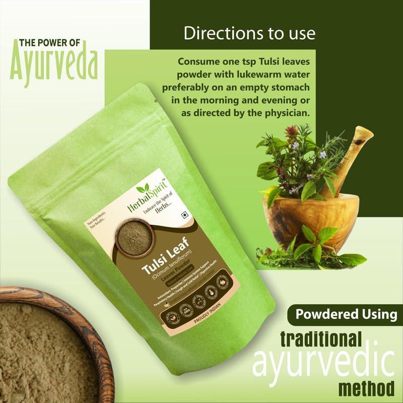 HerbalSpirit Herbal Spirit Tulsi Powder for Drinking, 900gm | Tulsi Powder for Eating | Tulsi Powder Organic for Eating | Tulsi Powder for Tea | Tulsi Leaves Powder | Thulasi Powder | Tulsi Powder Organic |