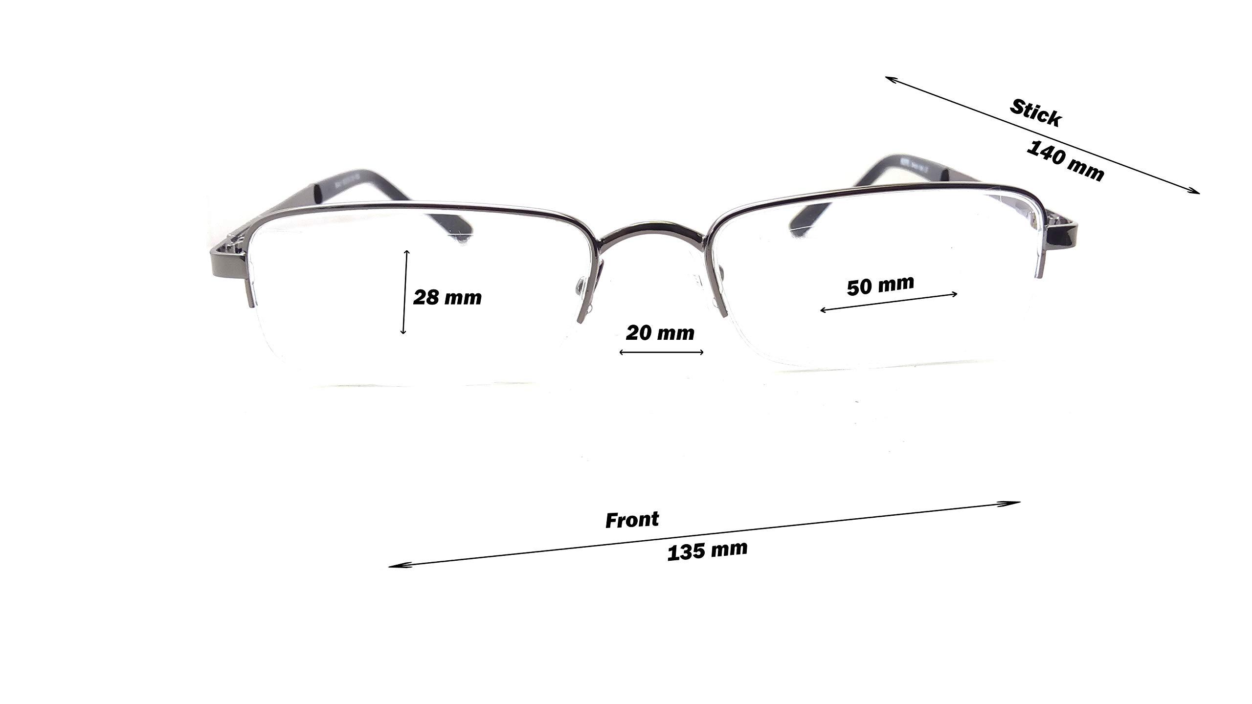 N Specs N Specs near reading glasses for men & women unisex squre type metal half frame with unbreakable fiber glasses (GREY, 2.75)