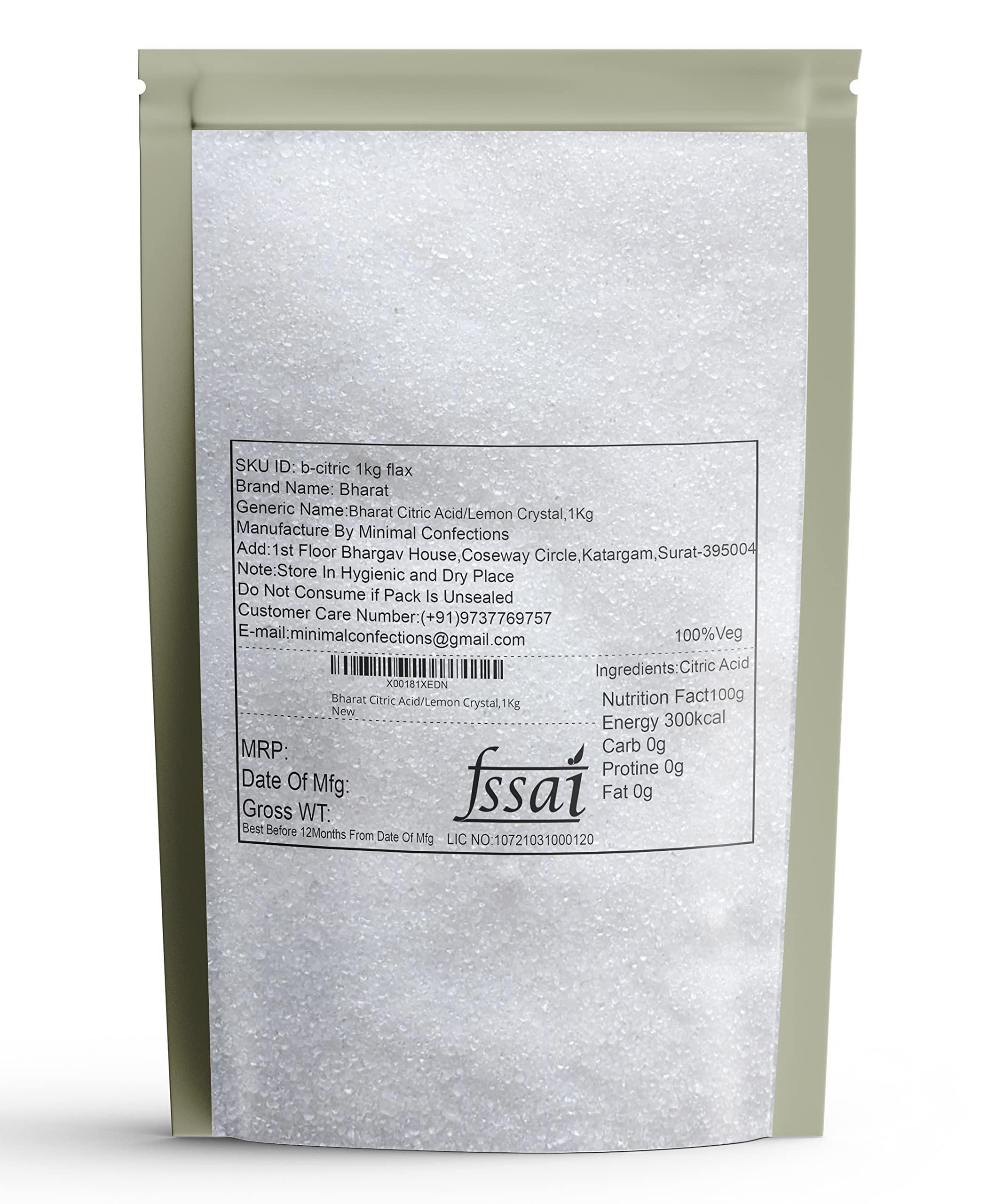 Bharat Bharat Citric Acid/Lemon Crystal, Pack of 1Kg powder