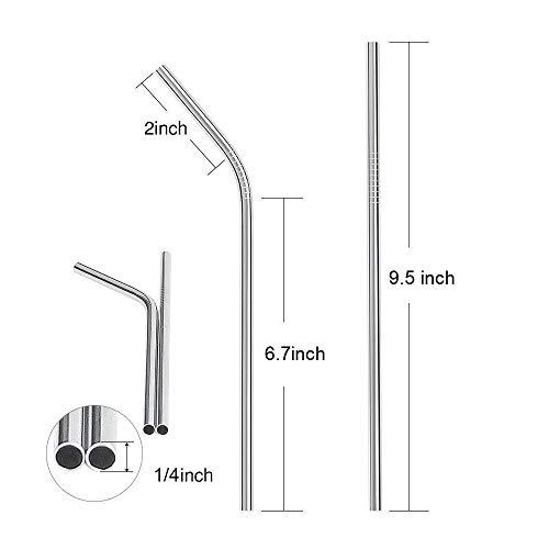 Syga SYGA 8 Pieces Stainless Steel Straws Reusable, Metal Drinking Straws for Smoothie, Milkshake, Cocktail and Hot Drinks