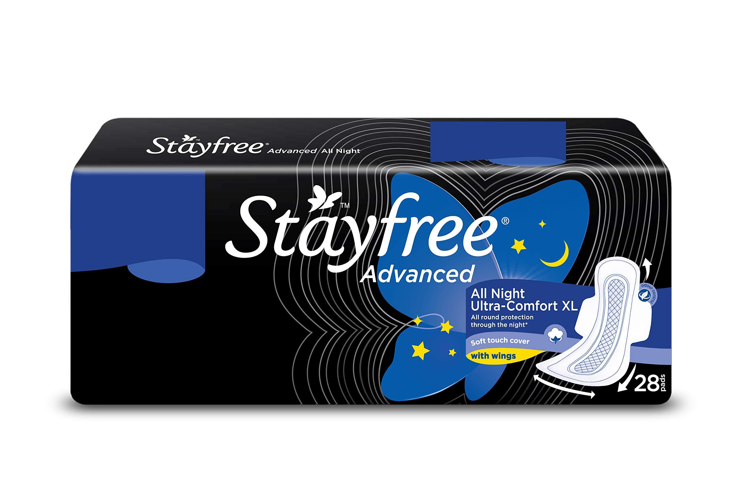 Stayfree Stayfree All Night XL Dry Max Cover Sanitary Napkins - 42 Pads (Super Saver Pack) & Stayfree Advanced XL All Night Sanitary napkins (28 Count)