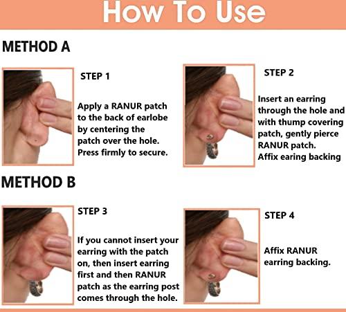 RANUR RANUR Waterproof Invisible Ear Lobe Support Patches, Ear Lobe Patches Makes Earings More Comfortable, Increase Earings Beauty, Medical Ear Patches (300)