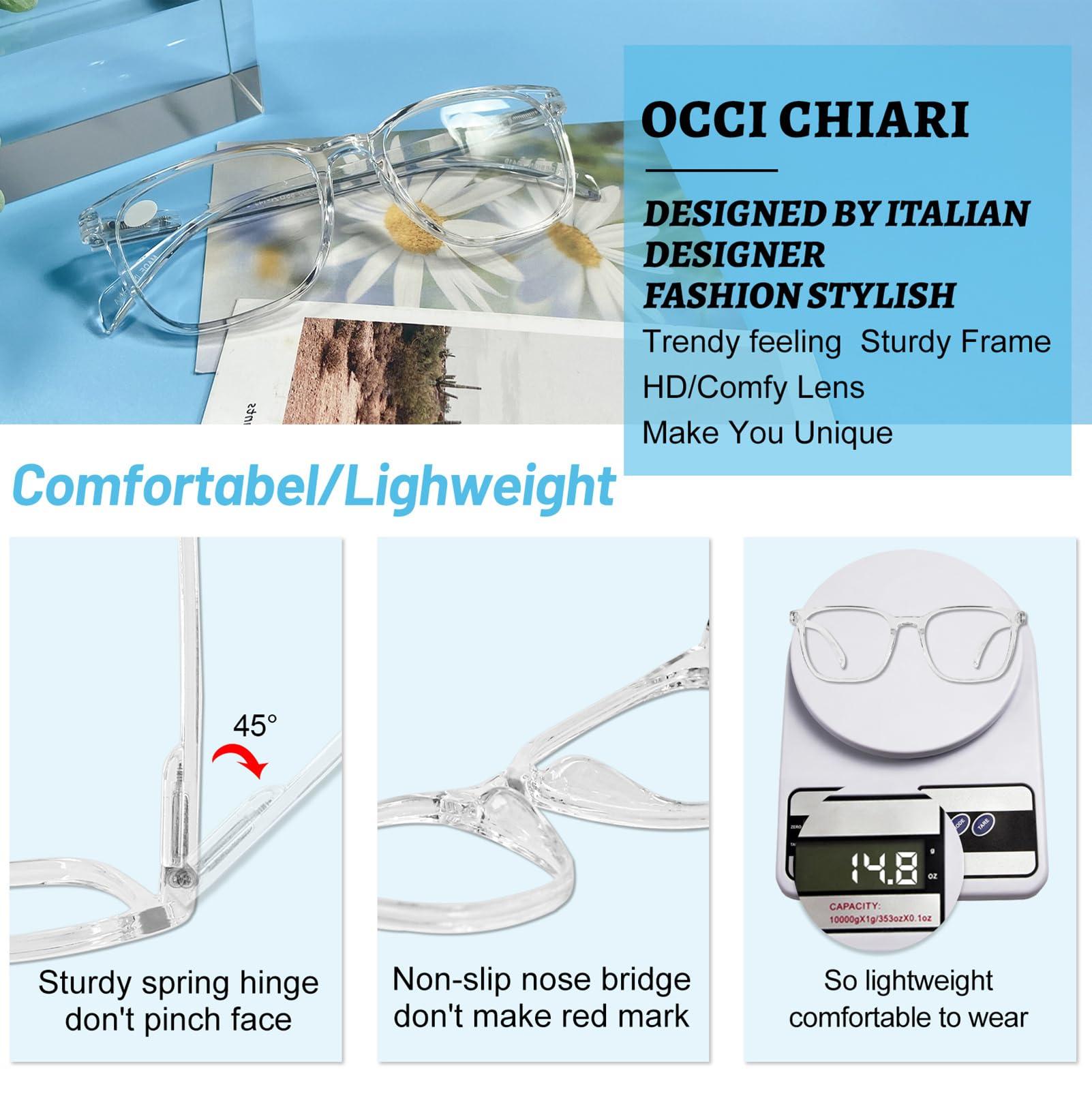 OCCI CHIARI OCCI CHIARI Big Square Reading Glasses 2.25 Men lightwight Readers 1.0 1.25 1.5 1.75 2.0 2.25 2.5 2.75 3.0 3.5 4.0 5.0 6.0 Wide Fitment