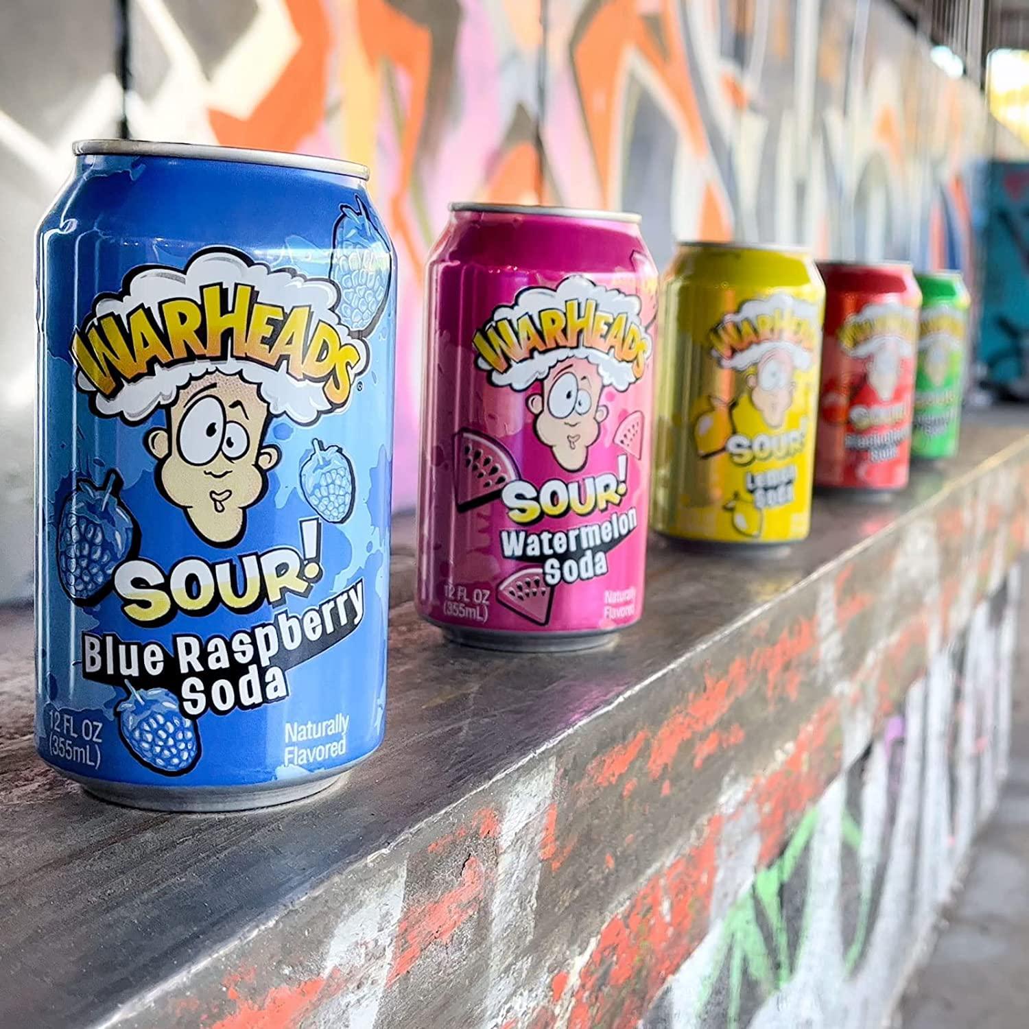 Generic Warheads Soda - Sour Fruity Soda with Classic Warheads Flavors  Perfectly Balanced Sweet and Sour Soda Pack of 5, 12oz Cans (Sampler Pack)