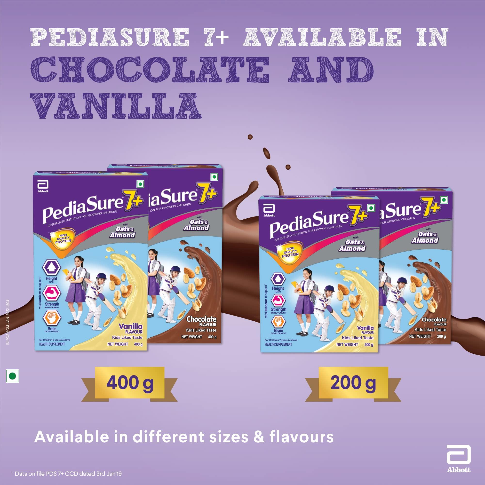 Pediasure Pediasure 7+ Specialized Nutrition Drink Powder 400g, Premium Chocolate Flavour, Scientifically Designed Nutrition for Growing Children, Supports Height Gain, Muscle Strength &Brain Development