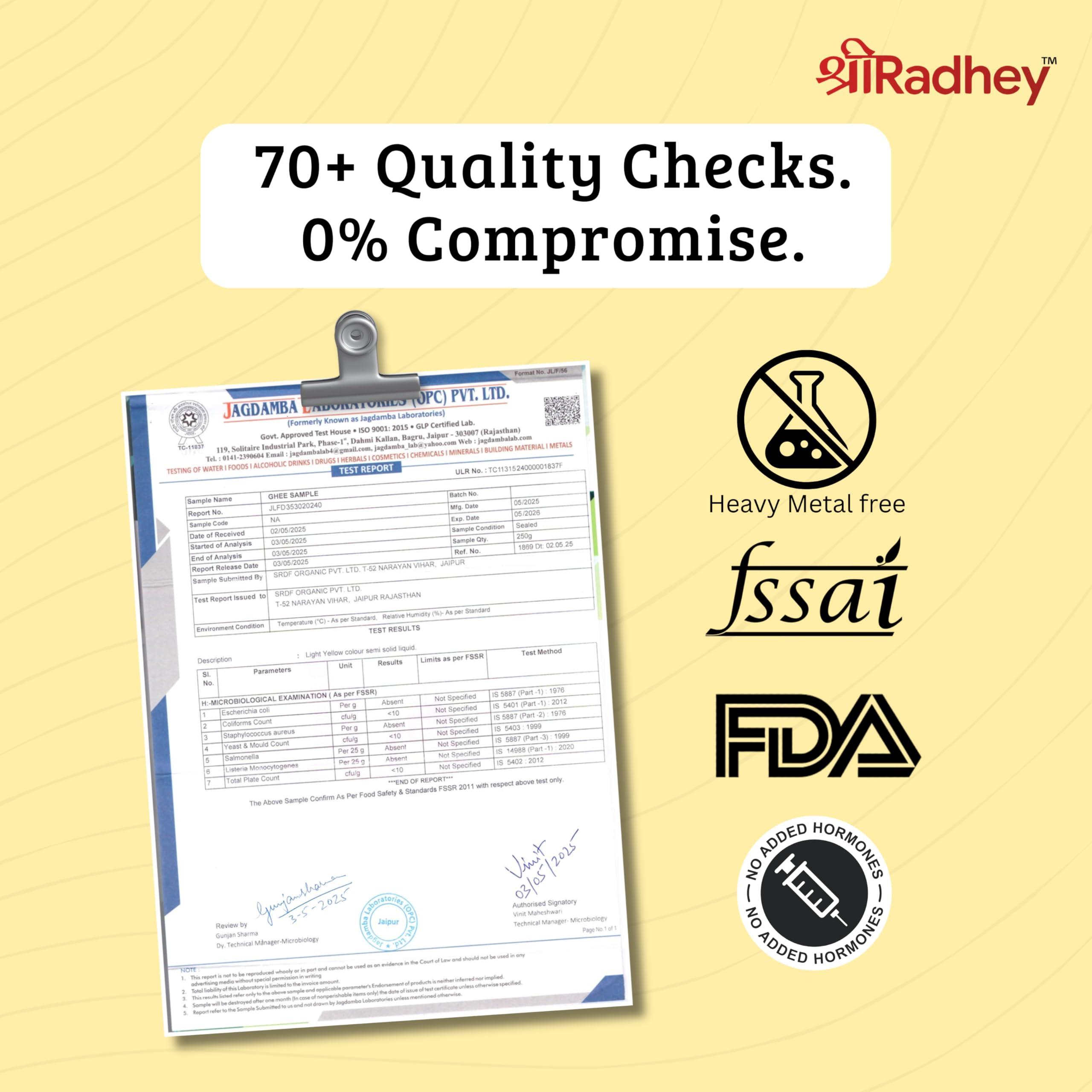 SHREERADHEY SHREERADHEY Gir Cow Ghee I A2 Bilona Traditional Bilona Method I 1 L Glass Bottle, 1.53 Kg