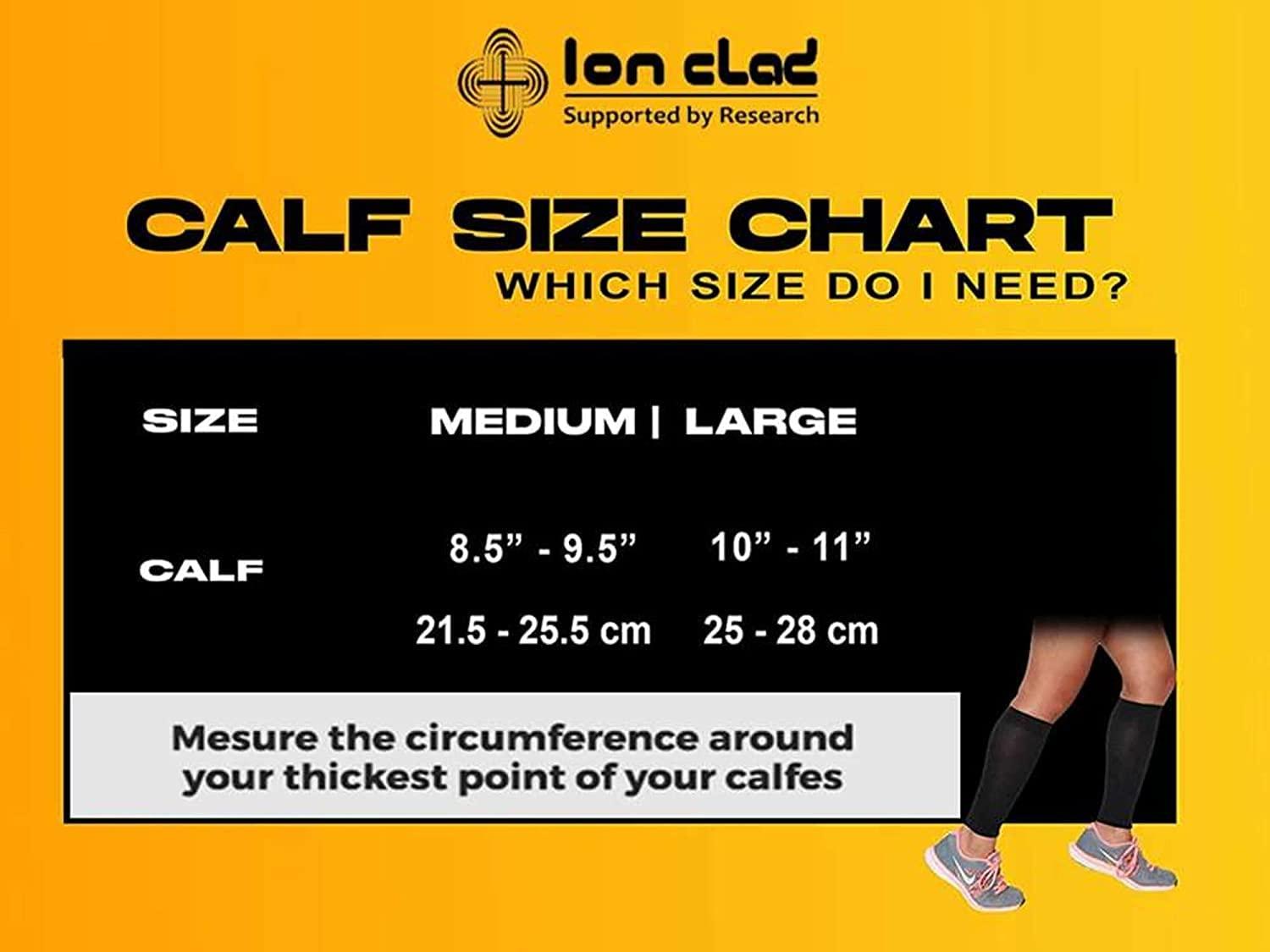 Ion Clad Ion Clad Copper Compression Calf Sleeve- Shin Support Socks for Relief from Leg Cramps, Shin Splints, Varicose Veins Injury Pain Guard - Recovery for Men & Women-Sports, Gym & Running (M)