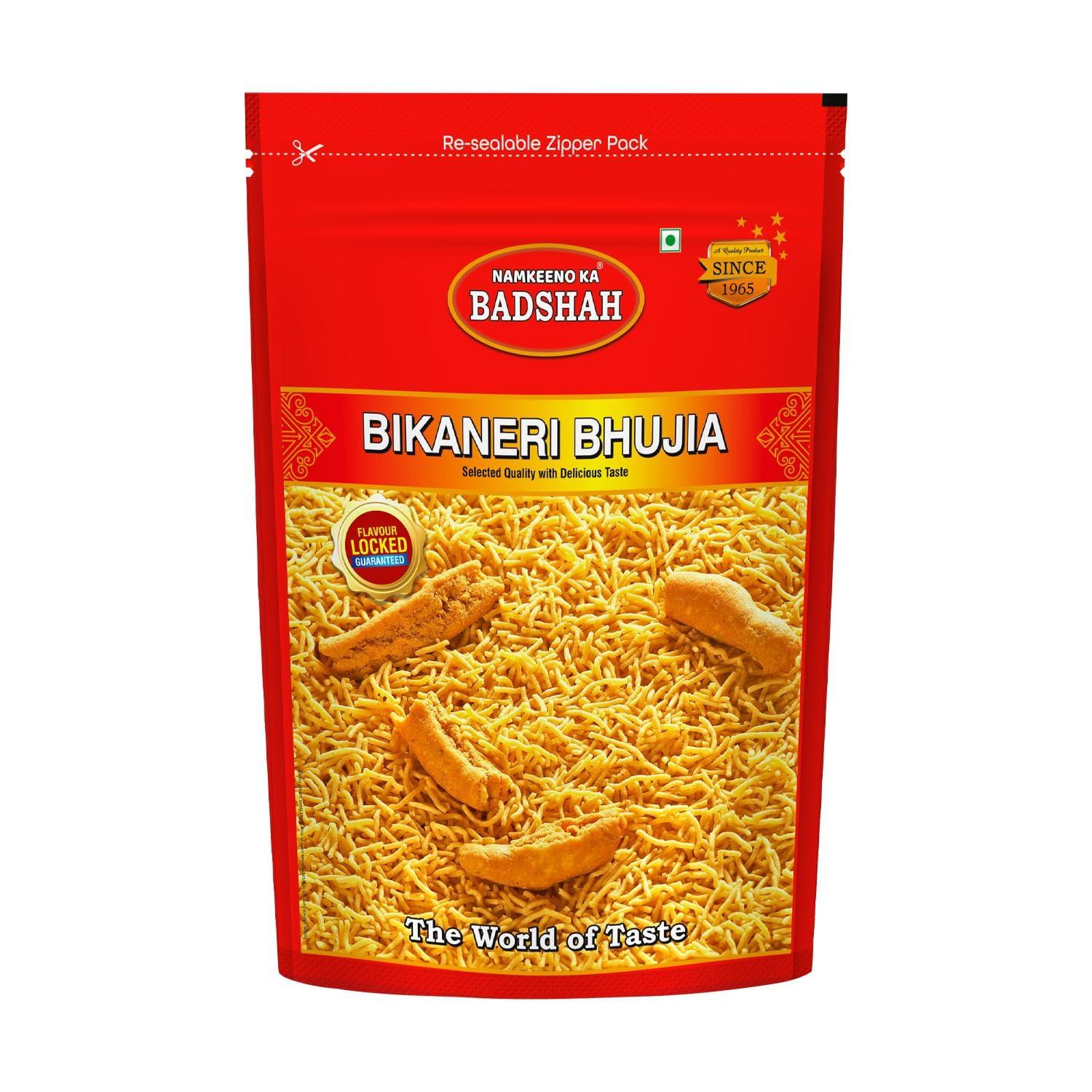 NAMKEENO KA BADSHAH Badshah Combo of Bikaneri Bhujia 1Kg and Tasty Nuts 400gm Namkeen Gift Pack, Spicy Coated All Time Favourite Indian Snacks| Dalmoth Ready to Eat Crispy & Light Snacks