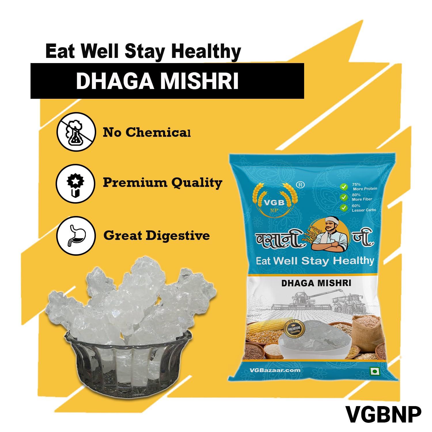 VGBNP VGBNP 100% Natural & Original Dhaga mishri (Dhage Wali Mishri) Pure Thread Mishri, Thread Crystal Rock Sugar (Crystal Sweet Candy | Crystal Bites | Patika Bellam) Healthy & Clean Dhaga Misri- 5 kg