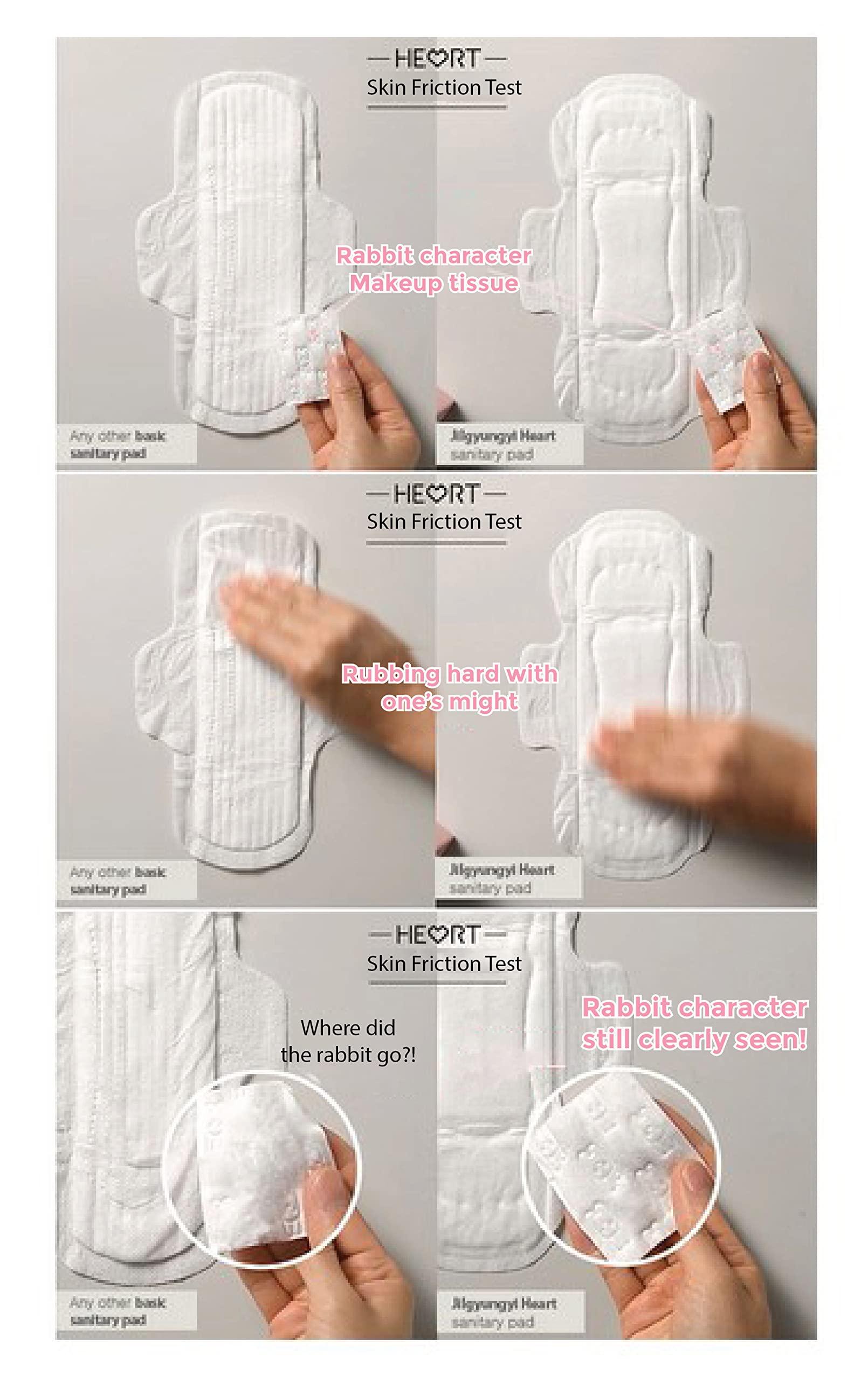 JilGyungYi JilGyungYi [JGY] South Korean Heart Sanitary pad Over-Night 7pcs. Cornstarch Sheet, Reduces Skin irritatiion, Complete Three Sided Sealing, an airy pad, Contains no Harmful Formula (Heart Sanitary Pad -Size XL) Made in South Korea