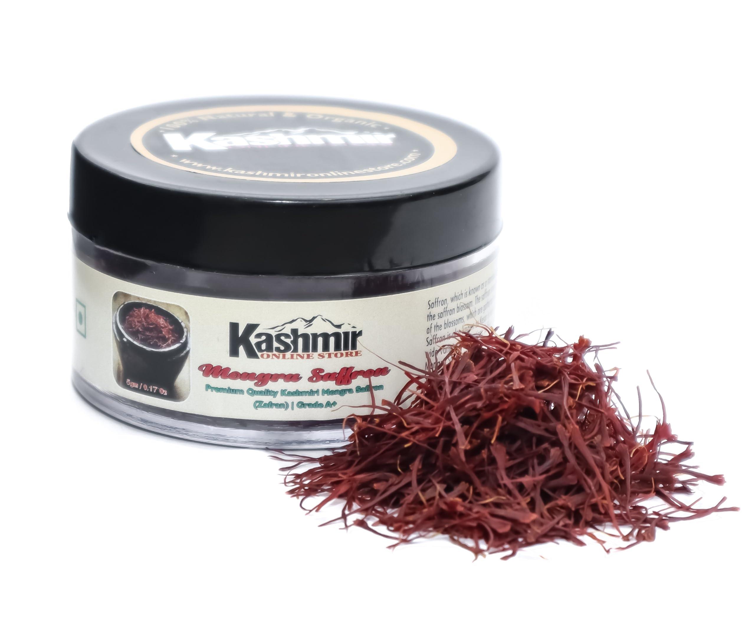Kashmir ONLINE STORE Kashmir Online Store Original Saffron - Natural & Pure Finest Grade Kashmiri Kesar For Pregnant Women, Cooking, Face & Skin. (5Gm)