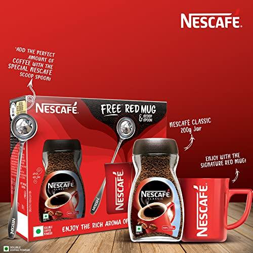 Nescafé Nescafe Classic Ground Coffee Jar, 200 g with Free Red Mug and Scoop Spoon