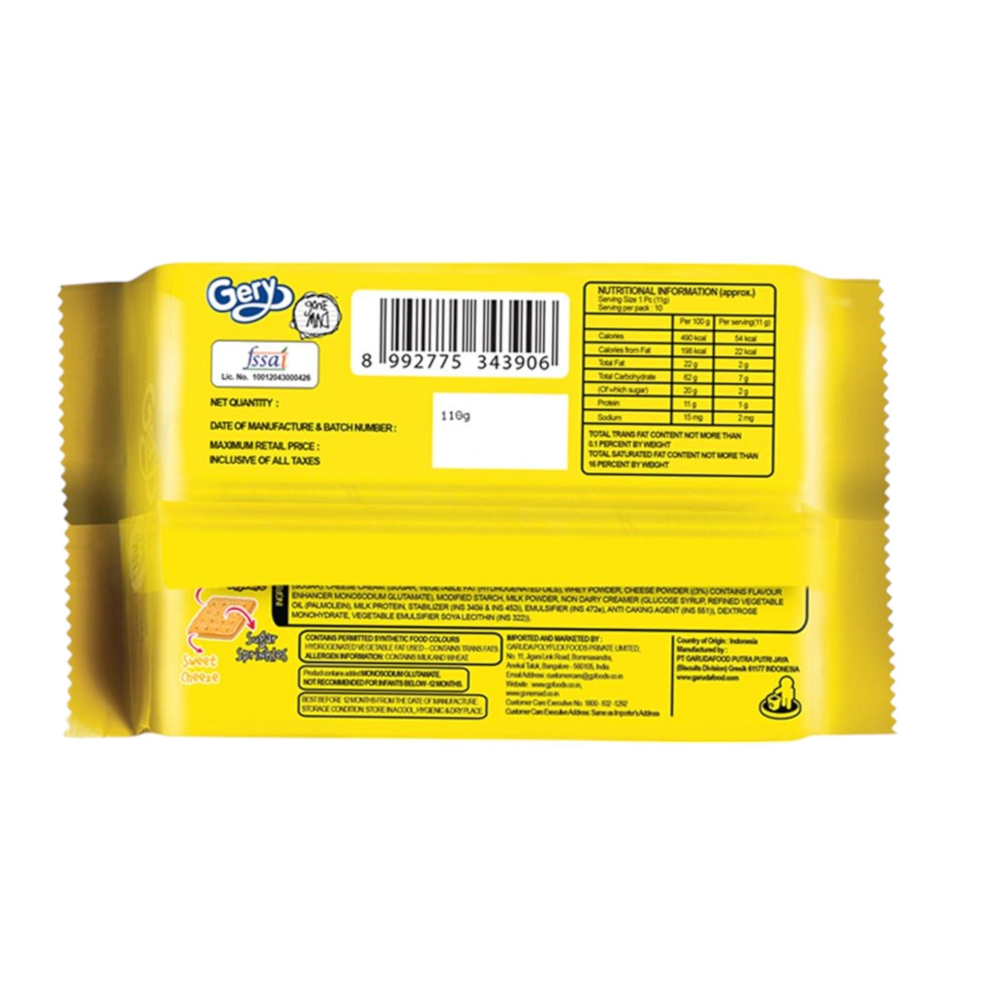 Gery Gone Mad GERY GONE MAD Sugar Cheese Crackers, 110 Grams (Pack of 12)