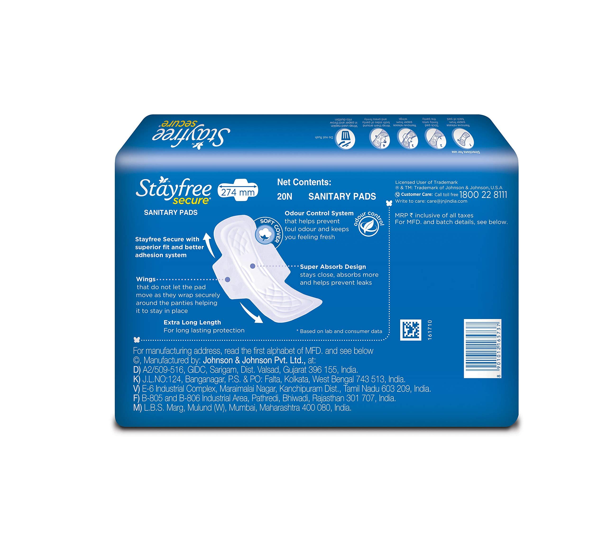 Stayfree Stayfree Secure XL Cottony Sanitary Napkins with Wings, Extra Large (60 Count) & Stayfree All Night XL Dry Max Cover Sanitary Napkins - 42 Pads (Super Saver Pack)