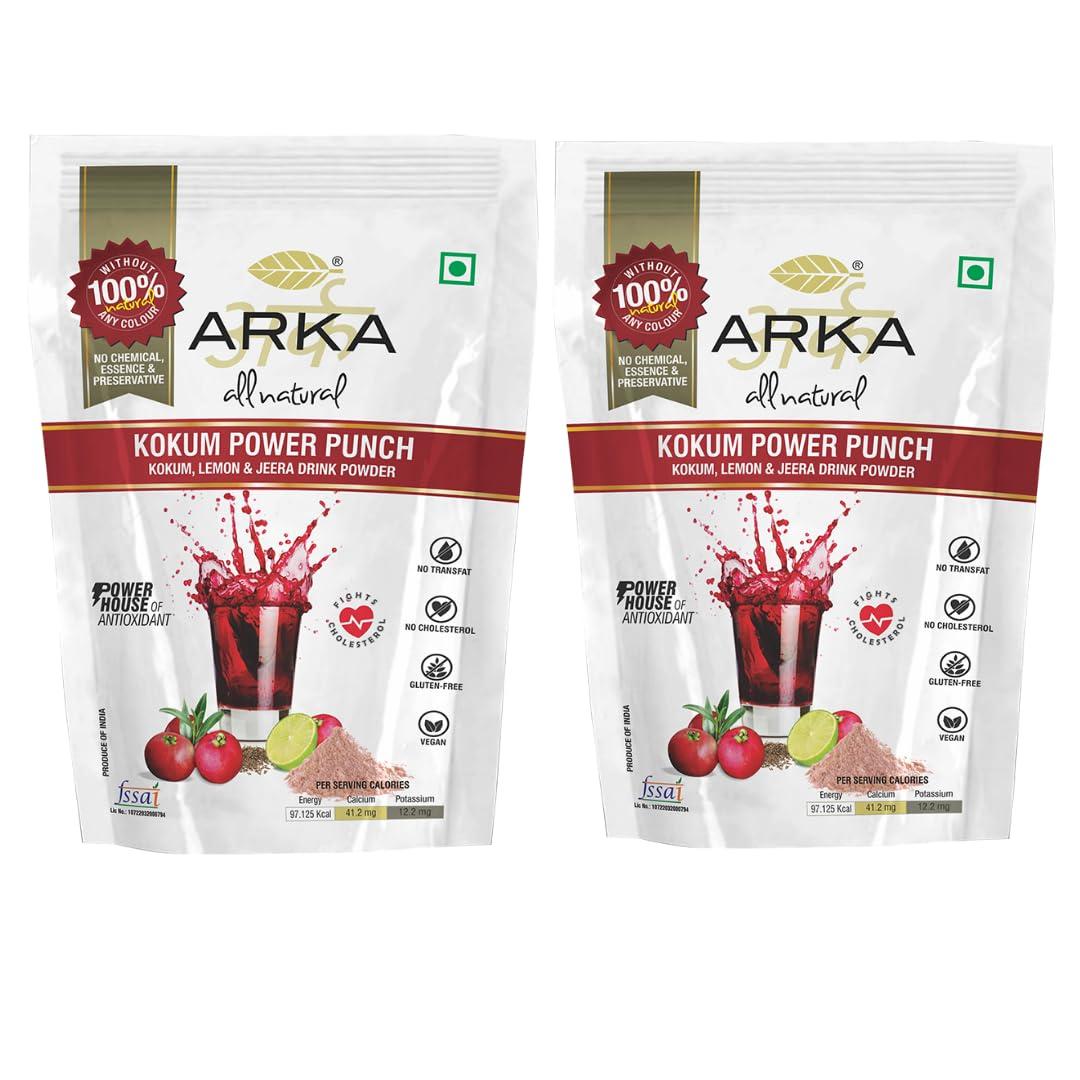 Arka All Natural Arka All Natural Kokum Power Punch | Health & Nutritional Caffeine Free | Instant Energy Powder Drink Mix 230g each (Pack of 2)