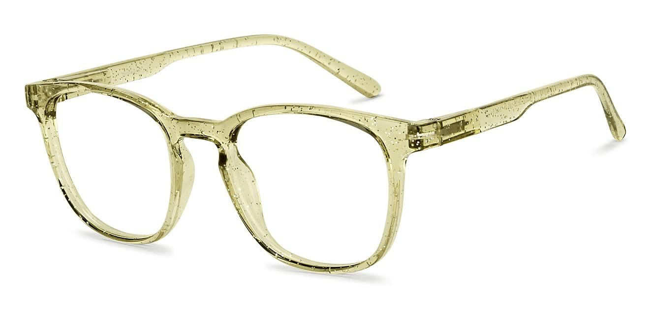 LENSKART BLU LENSKART BLU | Zero Power Blue Cut Computer Glasses | Green Transparent | Anti Glare, Lightweight & Blocks Harmful Rays | UV Protection Specs | Women | Large | LB E14058