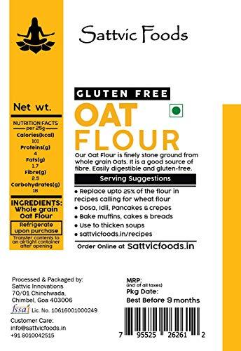 Sattvic Foods Sattvic Foods Oat Flour/Atta (1.5 kg) Stone Ground from Whole Grain Oats, Gluten-Free Low GI Superfood, High in Protein & Fibre | Use in Baking, Rotis, Chilla and Flour Blends