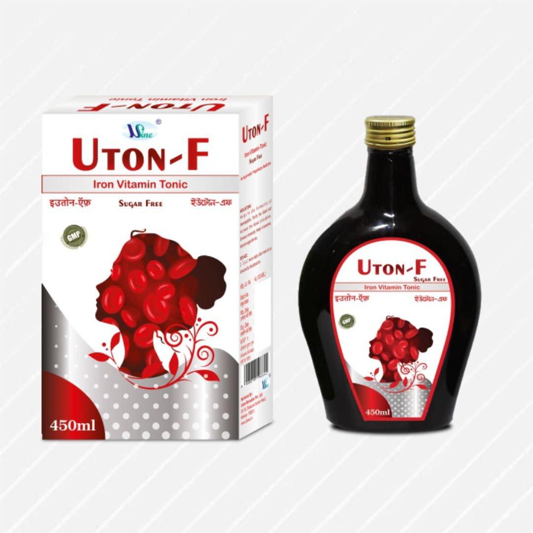 Usine Usine Uton-F Iron Vitamin Syrup (Sugar Free) | Increase Red Blood Cells | Enhance Vitamin & Mineral | Gmp Certified | 100% Ayurvedic - Syrup