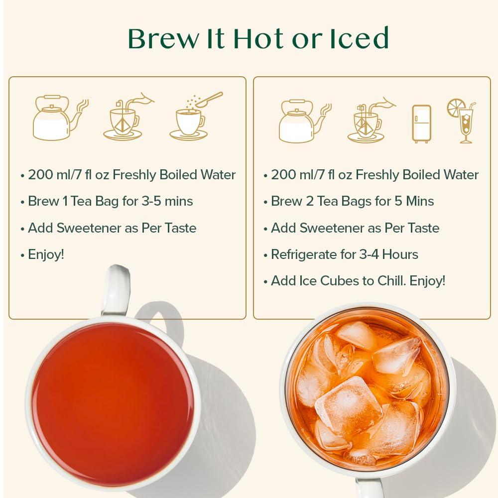 VAHDAM VAHDAM, Organic Darjeeling Black Tea Bags (50 Count) High Caffeine, Non-GMO, Gluten-Free | Strong, Robust & Flavoury | Unblended Second Flush Darjeeling Tea Bags | Resealable Ziplock Pouch