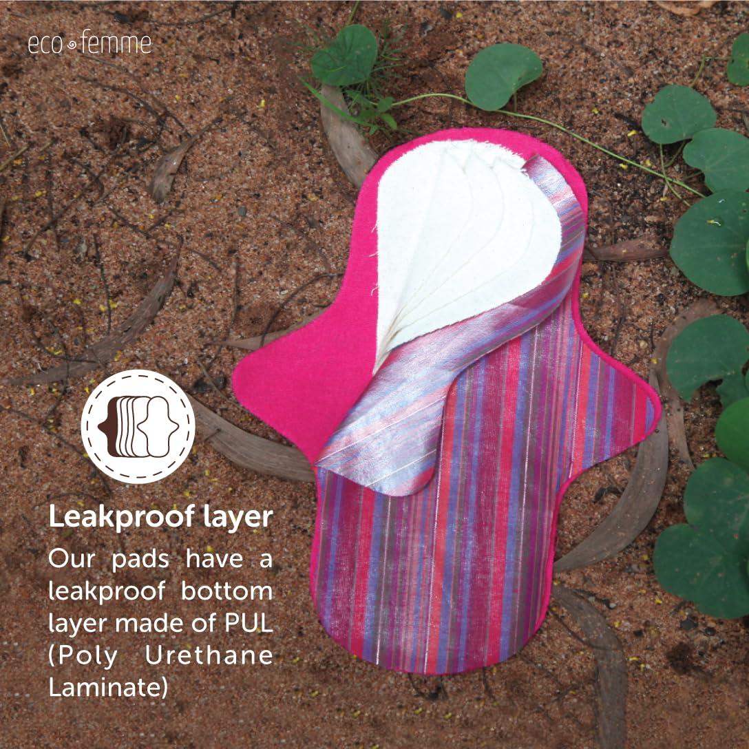Eco Femme Eco Femme Super Comfy (Xl Pad) | Reusable Sanitary Cloth Pad | Organic Cotton Certified By Gots | With Leak Proof | Lasts Upto 75-100 Washes | Heavy Flow Pad |Pack Of 1