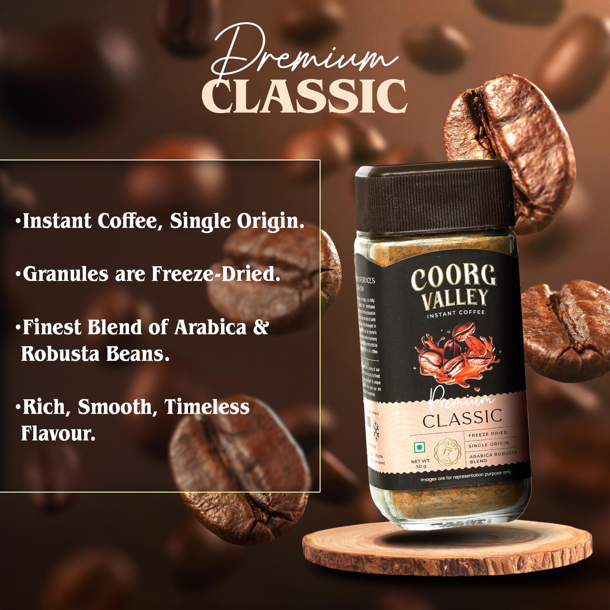 Coorg Valley Coorg Valley Premium Classic Coffee | Arabica Robusta Blend | Freeze Dried Coffee - 50 g (Pack of 1)