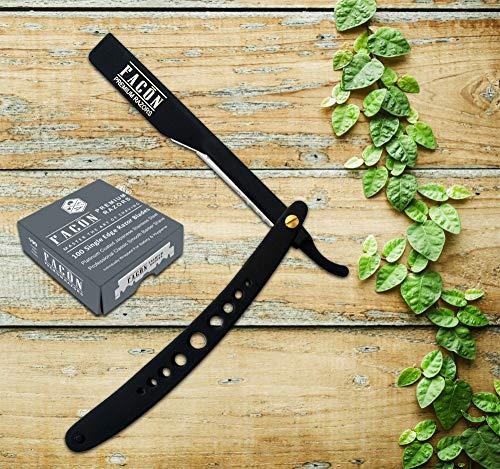 FACON Facón Professional Straight Edge Barber Razor/Rasoirs/Rasoi with Adjustable Tension Screw - Salon Grade Quality Cut Throat Shavette - Japanese Stainless Steel - Black & Gold Limited Edition Gift Box