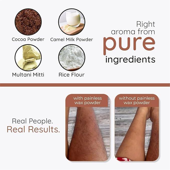 FAITH & PATIENCE FAITH & PATIENCE 10-Minute Chocolate Hair Removal Wax Powder Full Body, Easy Home Use, Chemical-Free, No Irritation Or Rashes For Men & Women (100G)