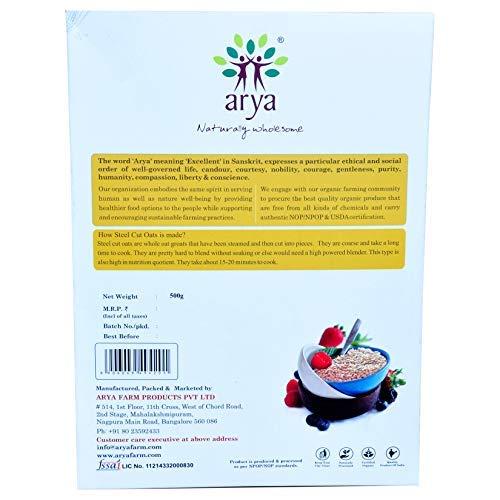 Arya Farm Arya Farm Certified Organic Steel Cut Oats Without Chemicals Preservatives 500g ( Pack of 3 )