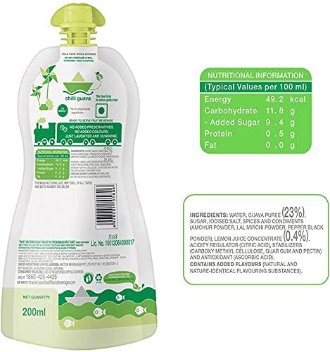 Hector Beverages Paper Boat Chilli Guava Fruit Juice, No Preservatives and Colours (Pack of 12, 200ml each)