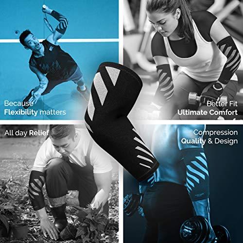 Physix Gear Sport Physix Gear Elbow Brace for Tendonitis - Best Compression Arm Sleeve, Tennis Elbow Brace & Elbow Compression Sleeve for Elbow Support, Tennis Elbow Treatment & Elbow Sleeve Weightlifting 1pk Grey S