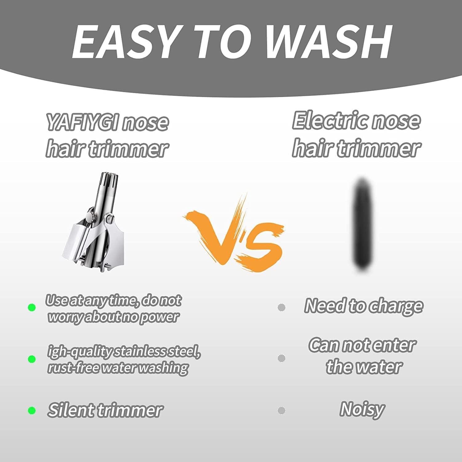 SHOPOGENIX SHOPOGENIX Nose Hair Trimmer Manual for Men Women Stainless Steel, Painless Professional Rotary Hair Trimming, No Battery, Washable, Nose Ear Hair Cutter with Brush.