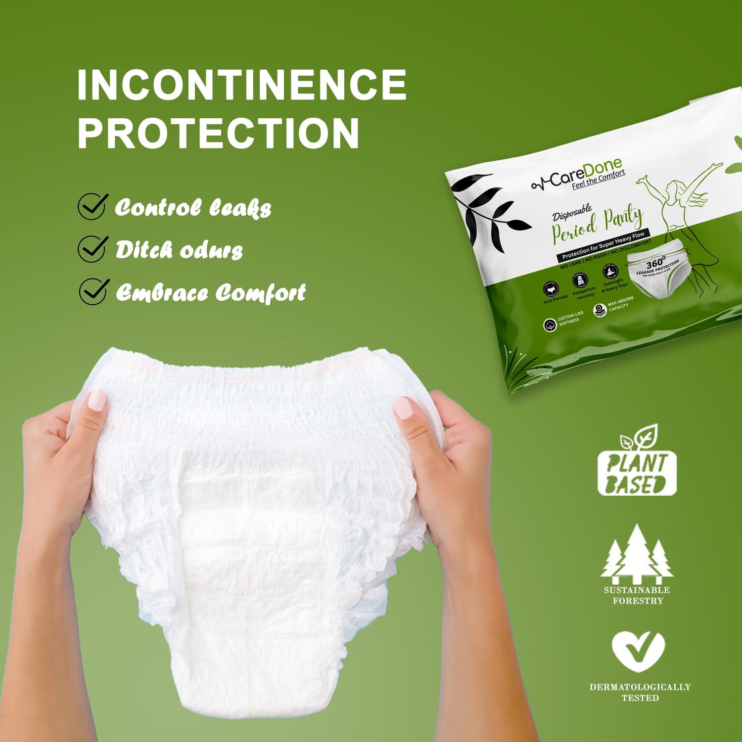CareDone Caredone Disposable Period Panties For Women (Pack of 5 Panties) | Leak Proof Disposable Panties After Delivery | 360 Coverage | Heavy Flow | Overnight Protection | Rash Free Period Panty (3XL)