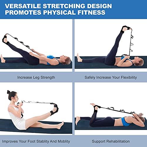 serveuttam Serveuttam Yoga Leg Strech Belt - Premium Leg Streching Strap for Begniner and Adavacne | Plantar Stretch Band | Foot Ankle Joint Correct Belt (Black)