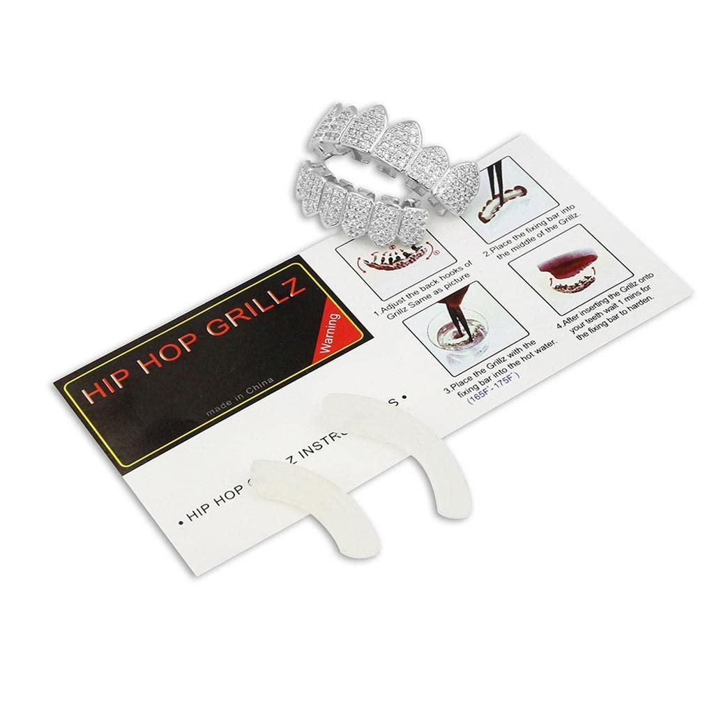 LOOM TREE LOOM TREE 18K Platinum Plated Teeth Grill Mouth Caps Up Bottom Teeth Grills Set 1 | Fashion Jewelry | Body Jewelry | Grillz Dental Grills |