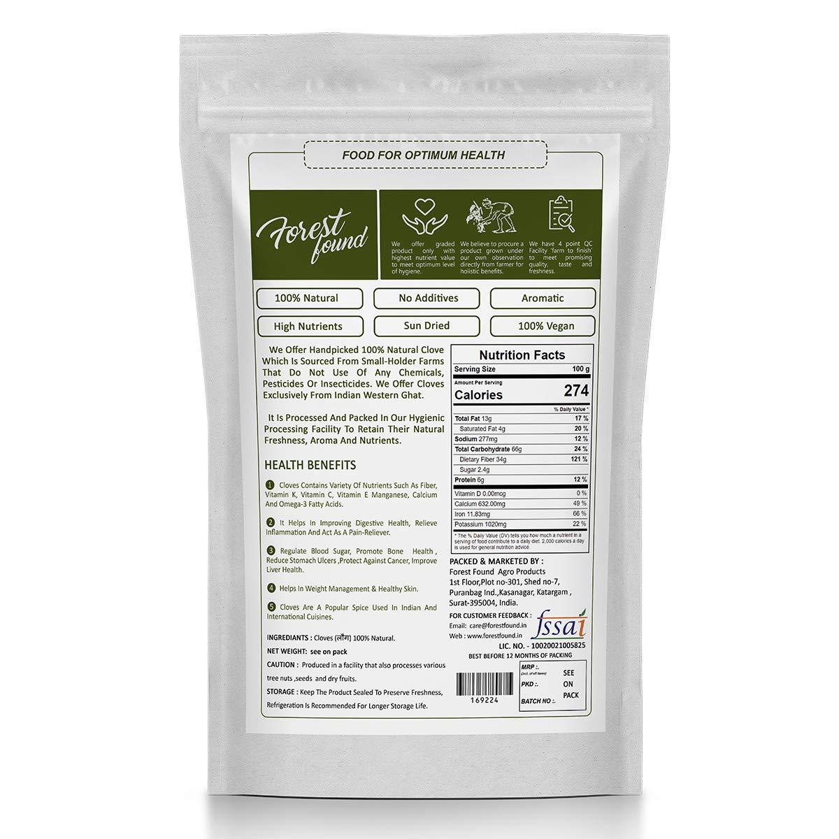 FOREST FOUND Forest Found Whole Cloves Spices ,Kerala Origin | Lavang, Laung, Laving, Grambu (250 Gram)