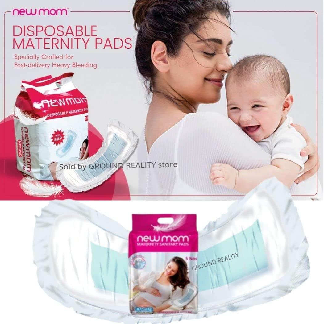 TUNSECHY TUNSECHY Premium New Mom Maxi Maternity Sanitary Pads Napkins for Women - Ultra Soft, Extra Wide, Long Lasting Protection- New Mom Sanitary Maternity Pads, Heavy Flow 850ml - 5 pads in 1 pack. (TU3)
