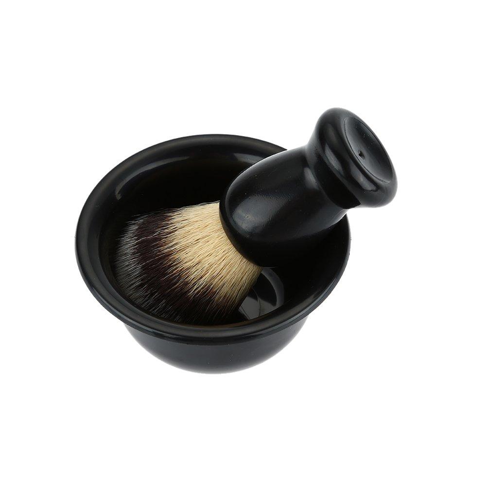 Andoer 3 in 1 Shaving Brush Kit Shaving Frame Base + Shaving Soap Bowl + Shaving Bowl Modern Design Bristle Hair Shaving Brush Acrylic Materials Shaving Cleaning Tool