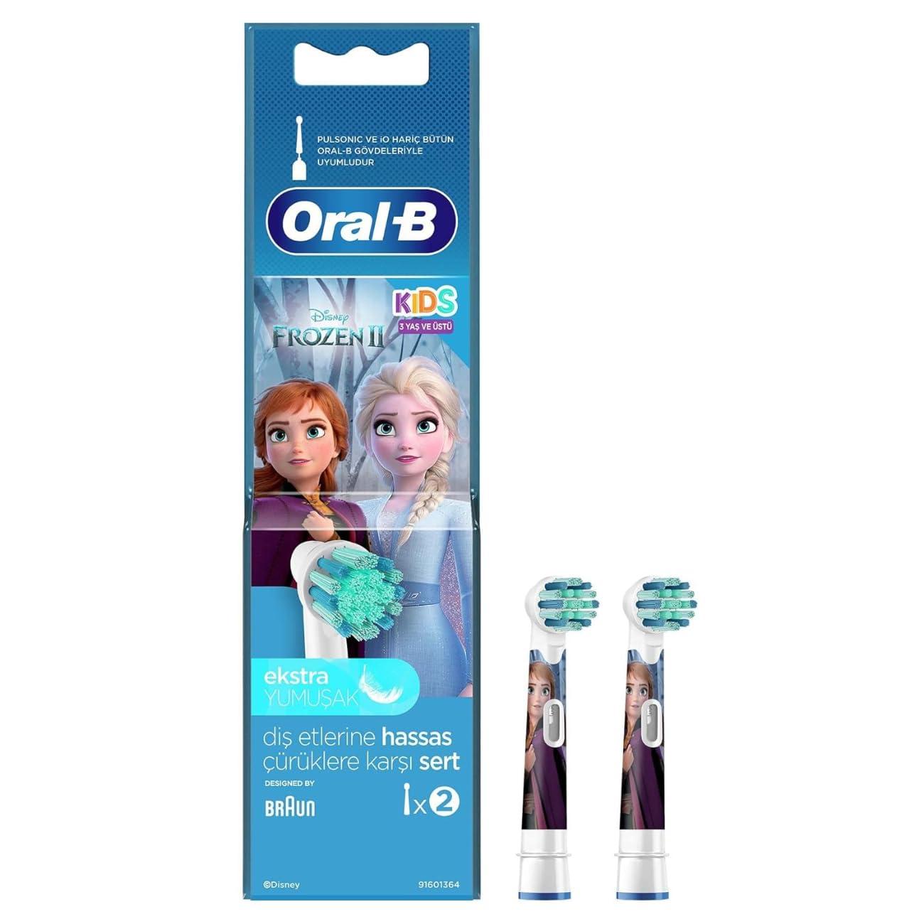 Oral-B Oral B ORIGINAL Kids Rechargeable Electric Toothbrush Soft Replacement Brush Heads [10X POWERFUL THAN COMPATIBLE PRODUCTS], Frozen Characters, 2 Refills, Deep clean between teeth
