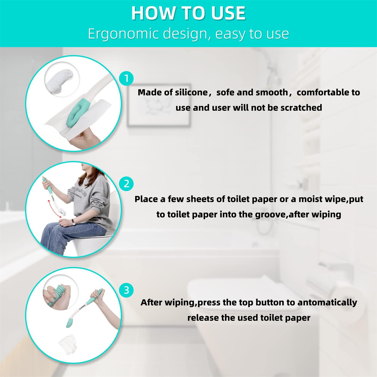 wefaner Toilet Aids For Wiping, Wipe Assist Tool Bathroom Wipe Assistance Bottom Buddy, Long Reach Comfort Wiper