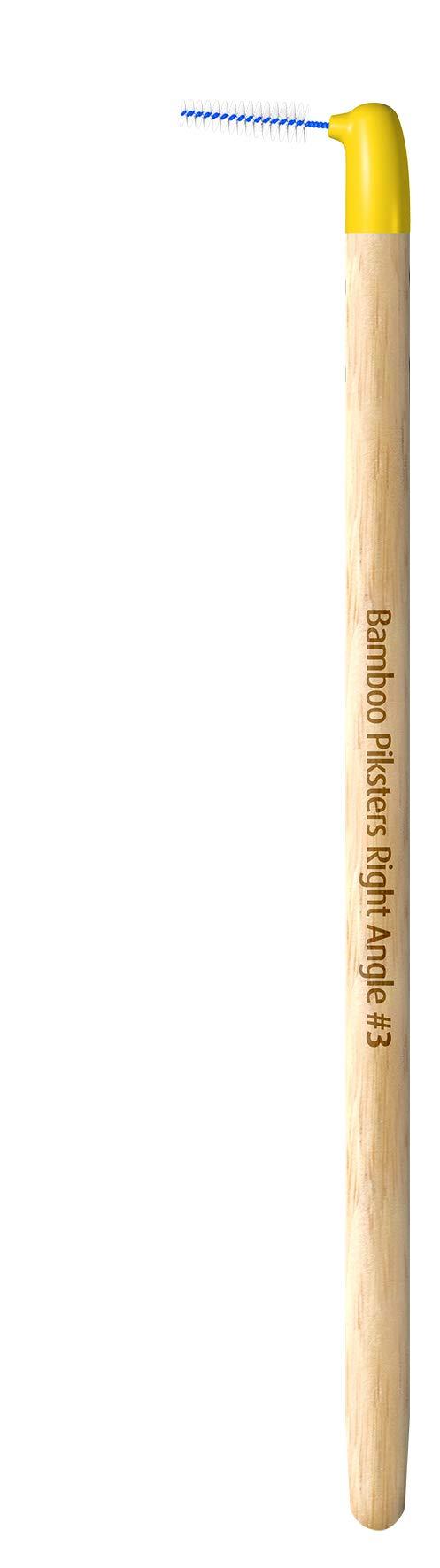 Piksters Bamboo Piksters Interdental Brushes | Sizes 00-5 | Right Angle Handle | 6 Pack (6 Pack, Size 3 Yellow)