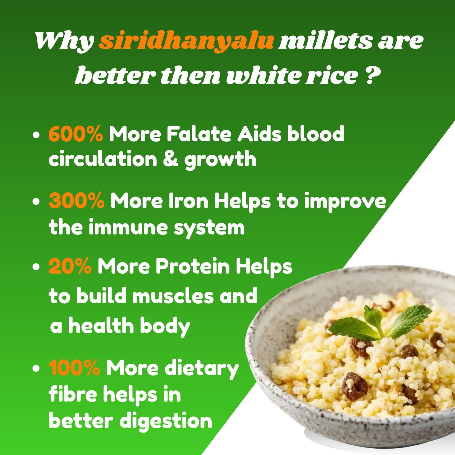 SIRIDHANYALU siridhanyalu Unpolished Millet Siridhanya 5 Types of Organic Millets Rice Little Kodo Browntop Barnyard & Foxtail -Punjabi (Gwt. 3500Gm)
