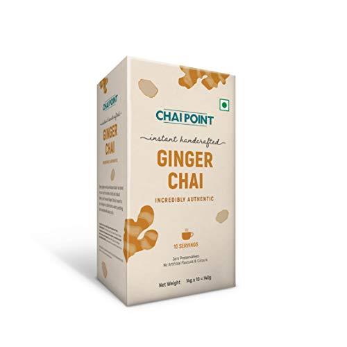 CHAI POINT CHAI POINT Instant Tea | Incredibly Authentic | Ginger Flavoured Tea | 10 Sachets | Adhrak Chai | Instant Tea Premix | Tea Ginger Mix (Pack of 1)
